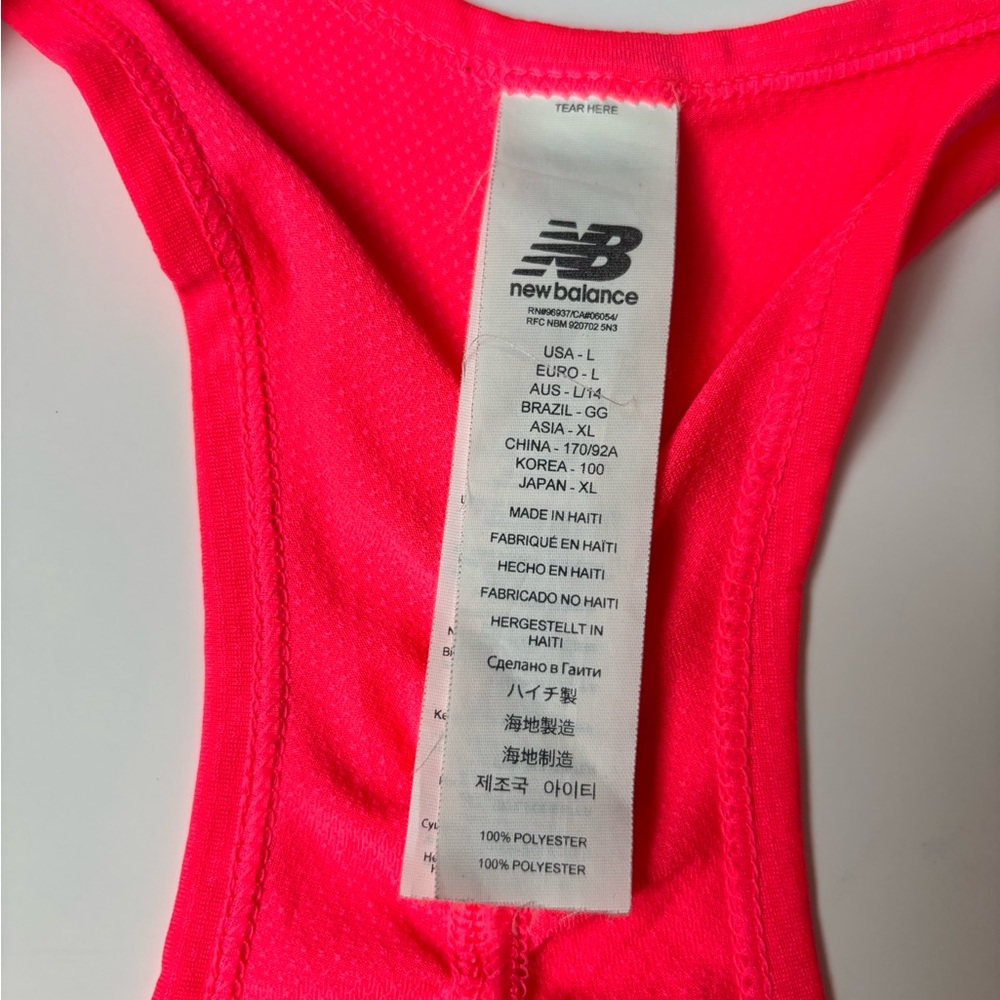 New Balance Neon Pink Racerback Tank Top Medium Women Gym Outdoor Jogging Sporty - Picture 4 of 6